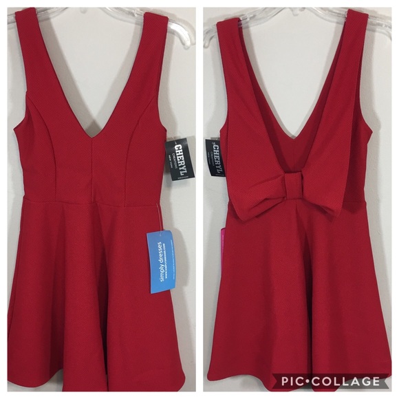 cheryl Dresses & Skirts - 4/$25 Cheryl Women’s Red Dress Back Bow Size Med